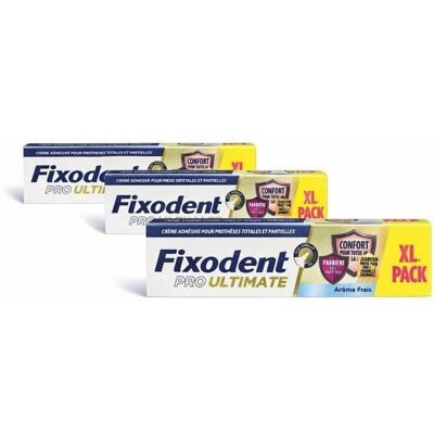 Fixodent Pro Ultimate crème adhésive XL fixation Forte (fraise) lot de 3x57mlg - Publicité Fixodent Pro Ultimate crème adhésive XL fixation Forte (fraise) lot de 3x57mlg - Publicité
