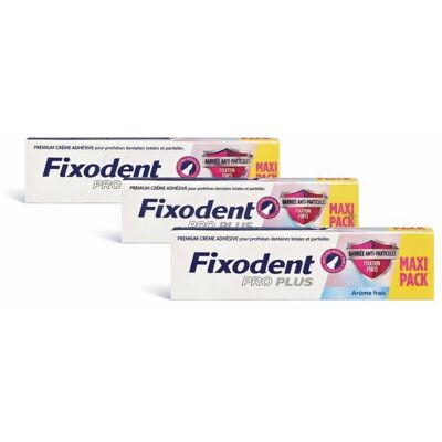 Fixodent Pro Plus crème adhésive XL fixation Forte (fraise) lot de 3x57mlg - Publicité Fixodent Pro Plus crème adhésive XL fixation Forte (fraise) lot de 3x57mlg - Publicité