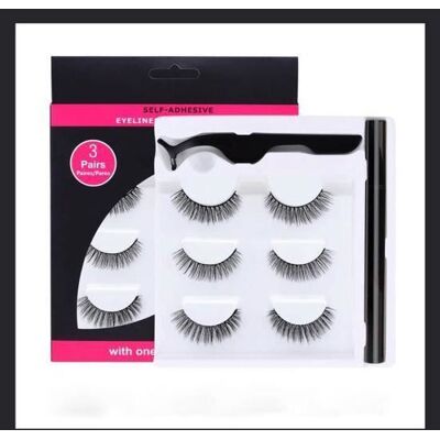 3 Paires Faux Cils 3D Naturels Cils auto-adhésifs Réutilisable Facile à Porter Avec Eyeliner et Des Pincettes BHBH002565 - Publicité 3 Paires Faux Cils 3D Naturels Cils auto-adhésifs Réutilisable Facile à Porter Avec Eyeliner et Des Pincettes BHBH002565 - Publicité