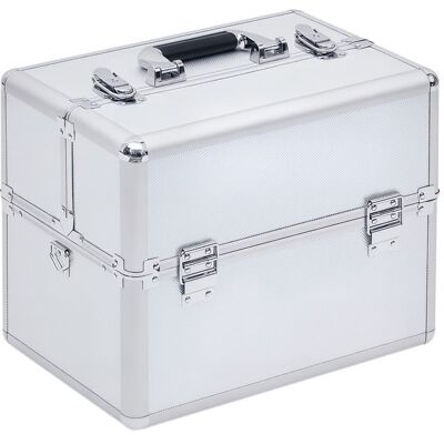 Mallette maquillage - HOMCOM - à 3 niveaux avec clés - 365 x 24 x 29 cm - argent - Publicité Mallette maquillage - HOMCOM - à 3 niveaux avec clés - 365 x 24 x 29 cm - argent - Publicité