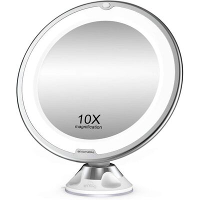 CZYDDD Miroir de maquillage Beautural avec grossissement 10X et lumières LED 1 rotule réglable à 360° - Publicité CZYDDD Miroir de maquillage Beautural avec grossissement 10X et lumières LED 1 rotule réglable à 360° - Publicité