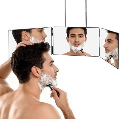 DONFANLIA Miroir 3 faces pliable avec crochet - Verre et ABS - pour CoiffureRasage - noir Noir - Publicité DONFANLIA Miroir 3 faces pliable avec crochet - Verre et ABS - pour CoiffureRasage - noir Noir - Publicité