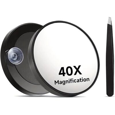 DUSSDOTE Miroir grossissant 40X de 88 cm avec ventouses et pinces pour maquillage précis et épilation des sourcils en voyage . Publicité DUSSDOTE Miroir grossissant 40X de 88 cm avec ventouses et pinces pour maquillage précis et épilation des sourcils en voyage . Publicité