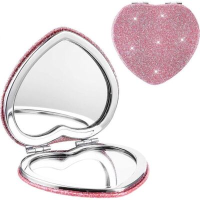 SYNT Miroir de poche compact en forme de cœur miroir double face portable avec grossissement 1x/2x mini miroir de poche mignon pour s - Publicité SYNT Miroir de poche compact en forme de cœur miroir double face portable avec grossissement 1x/2x mini miroir de poche mignon pour s - Publicité