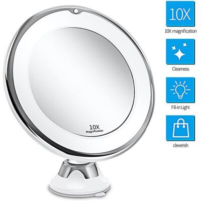 Miroir de Maquillage Éclairé avec LED Grossissement 10x et Ventouse Lumière Naturelle YYV - Publicité Miroir de Maquillage Éclairé avec LED Grossissement 10x et Ventouse Lumière Naturelle YYV - Publicité