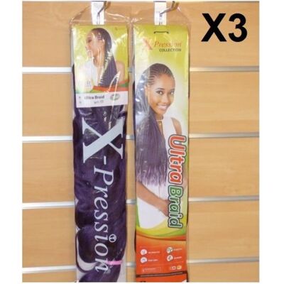 X-PRESSION Lot 3 MÈCHE À TRESSER Ultra Braid couleur Violet 200 cm x 3 extension - Publicité X-PRESSION Lot 3 MÈCHE À TRESSER Ultra Braid couleur Violet 200 cm x 3 extension - Publicité