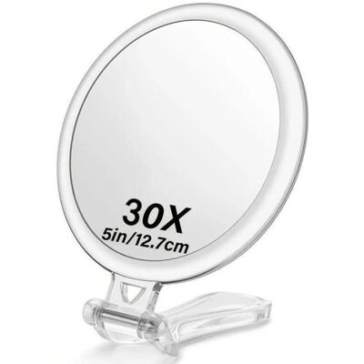 ZYNEXDD Miroir Grossissant x 30 Double Face Miroir Pliable avec Poignée Miroir de Maquillage à Main de Coiffeurs Miroir Pliant pour Diver - Publicité ZYNEXDD Miroir Grossissant x 30 Double Face Miroir Pliable avec Poignée Miroir de Maquillage à Main de Coiffeurs Miroir Pliant pour Diver - Publicité