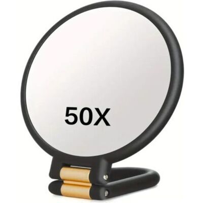 Revo 50X (Noir) Miroir de main agrandissant avec poignée double face grossissement 50X idéal pour le voyage pliable et portable pour - Publicité Revo 50X (Noir) Miroir de main agrandissant avec poignée double face grossissement 50X idéal pour le voyage pliable et portable pour - Publicité