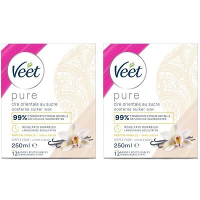 Cire Chaude - VEET - Lot de 2 - Parfum Vanille - 250 ml - Épilation avec bandes - Publicité Cire Chaude - VEET - Lot de 2 - Parfum Vanille - 250 ml - Épilation avec bandes - Publicité