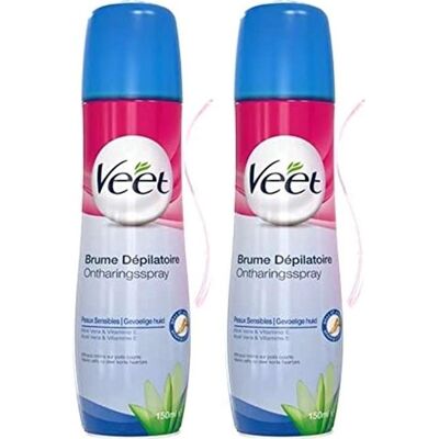 Veet Brume Dépilatoire Spray Epilation Peaux Sensibles 150 ml Lot de 2 - Publicité Veet Brume Dépilatoire Spray Epilation Peaux Sensibles 150 ml Lot de 2 - Publicité