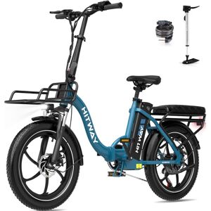 HITWAY Vélo Électrique 20 Pliant Bleu 36V 15.6Ah Batterie Amovible Moteur 250W 7 Vitesses APP Porte-bagages Avant Bleu - Publicité HITWAY Vélo Électrique 20 Pliant Bleu 36V 15.6Ah Batterie Amovible Moteur 250W 7 Vitesses APP Porte-bagages Avant Bleu - Publicité