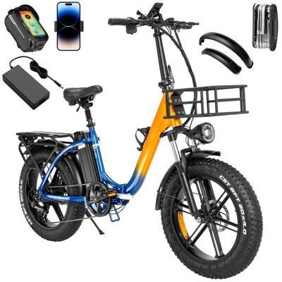 YVY Vélo Électrique Pliable-20*4.0pneus tout terrain-Moteur 1000W-Batterie Amovible 48V/15Ah-Autonomie 40-60km-Shimano 7vitesses-orange Orange - Publicité YVY Vélo Électrique Pliable-20*4.0pneus tout terrain-Moteur 1000W-Batterie Amovible 48V/15Ah-Autonomie 40-60km-Shimano 7vitesses-orange Orange - Publicité