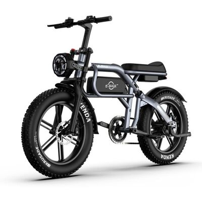 E-BIKE Vélo électrique C8 PRO - Batterie 48 V 20 Ah - Moteur 1500 W - Suspension intégrale - Pneus 20×4.0 tout-terrain - Application mobile Gris - Publicité E-BIKE Vélo électrique C8 PRO - Batterie 48 V 20 Ah - Moteur 1500 W - Suspension intégrale - Pneus 20×4.0 tout-terrain - Application mobile Gris - Publicité
