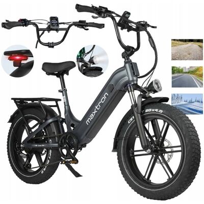 Vélo électrique MAXTRON Camel 250W 48V 18Ah 864Wh 25 km/h autonomie 120 km pneus 20×40 indice IPX5 Gris - Publicité Vélo électrique MAXTRON Camel 250W 48V 18Ah 864Wh 25 km/h autonomie 120 km pneus 20×40 indice IPX5 Gris - Publicité