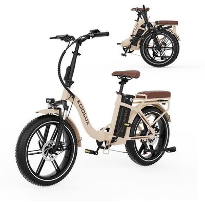 Vélo Électrique KOOLUX X16 Moteur 250W Batterie 48V 15.6Ah Pneus 20×3.0 Pliable Beige - Publicité Vélo Électrique KOOLUX X16 Moteur 250W Batterie 48V 15.6Ah Pneus 20×3.0 Pliable Beige - Publicité