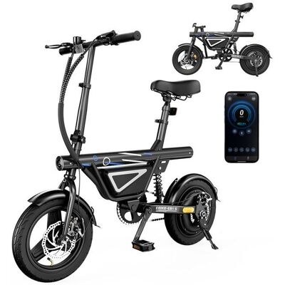 AGILERIDE Vélo électrique pliable 14 EB1S-250W-36V12Ah-avec port de chargement USB-3 vitesses-35 km/h-Autonomie 50 km-Avec APP-Urbain Noir - Publicité AGILERIDE Vélo électrique pliable 14 EB1S-250W-36V12Ah-avec port de chargement USB-3 vitesses-35 km/h-Autonomie 50 km-Avec APP-Urbain Noir - Publicité
