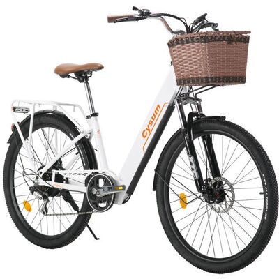 Vélo électrique Cysum Cityrun 26 po pour trajets urbains Blanc Blanc - Publicité Vélo électrique Cysum Cityrun 26 po pour trajets urbains Blanc Blanc - Publicité