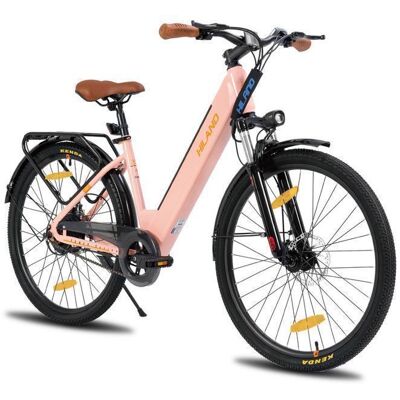 HILAND Vélo électrique adulte avec moteur 250W vitesse 25KM/H suspension avant passage droitRoas Rose - Publicité HILAND Vélo électrique adulte avec moteur 250W vitesse 25KM/H suspension avant passage droitRoas Rose - Publicité