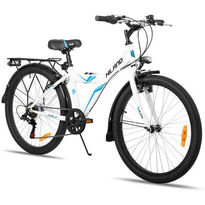 Vélo denfant - HILAND - 24 pouces - 9-14 ans - Acier - 7 vitesses - Blanc Blanc - Publicité Vélo denfant - HILAND - 24 pouces - 9-14 ans - Acier - 7 vitesses - Blanc Blanc - Publicité