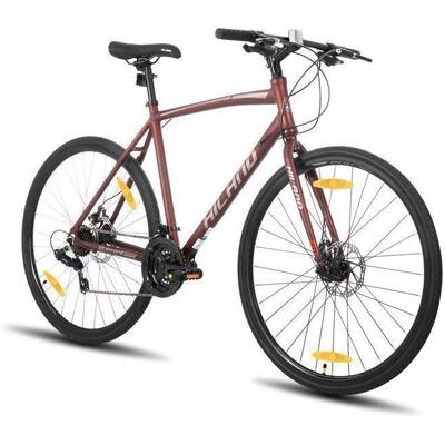 Hiland Vélo de route 28vélo de ville avec freins à disque pour hommes et femmesCadre en alliage daluminiumRouge Rose - Publicité Hiland Vélo de route 28vélo de ville avec freins à disque pour hommes et femmesCadre en alliage daluminiumRouge Rose - Publicité