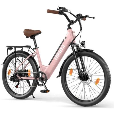 Vélo électrique Eskute C100 Plus vélo ville & trajet quotidien adultes rose Vert - Publicité Vélo électrique Eskute C100 Plus vélo ville & trajet quotidien adultes rose Vert - Publicité