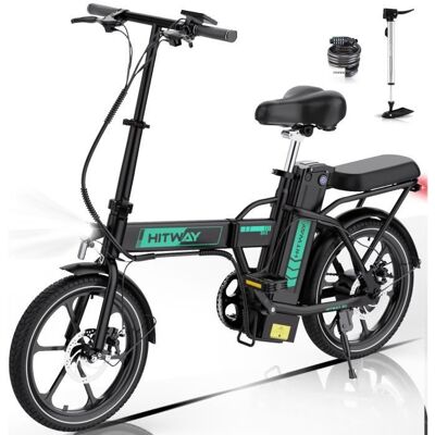HITWAY Vélo électrique Pliable 16 - Batterie 36V - 84Ah - Pédalage assisté - Pompe à vélo gratuite Noir - Publicité HITWAY Vélo électrique Pliable 16 - Batterie 36V - 84Ah - Pédalage assisté - Pompe à vélo gratuite Noir - Publicité