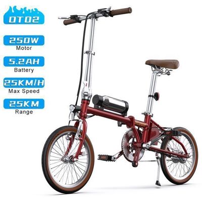 ONESPORT-OT02 Vélo à assistance électrique 250 W batterie 36 V 52 Ah autonomie de 25 km en mode assistance pliable Rouge - Publicité ONESPORT-OT02 Vélo à assistance électrique 250 W batterie 36 V 52 Ah autonomie de 25 km en mode assistance pliable Rouge - Publicité