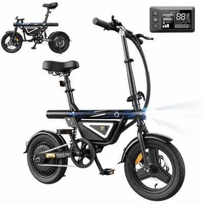 Vélo électrique 14 EB1S-Pliable-250W-36V12Ah-Avec port de chargement USB-3 vitesses-35 km/h-Autonomie 50 km-Bluetooth-Urbain Noir - Publicité Vélo électrique 14 EB1S-Pliable-250W-36V12Ah-Avec port de chargement USB-3 vitesses-35 km/h-Autonomie 50 km-Bluetooth-Urbain Noir - Publicité