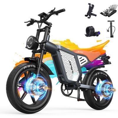 2025 Jansno X60G - Vélo électrique - Pneu 20 - Moteur 2000 W - Batterie 48V23Ah 48km/h - Autonomie 90km - Shimano 7 vitesses - NFC Gris - Publicité 2025 Jansno X60G - Vélo électrique - Pneu 20 - Moteur 2000 W - Batterie 48V23Ah 48km/h - Autonomie 90km - Shimano 7 vitesses - NFC Gris - Publicité