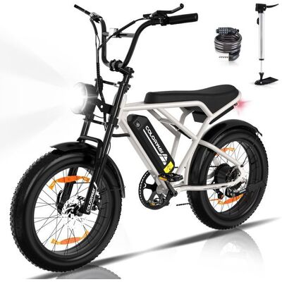 Vélo électrique VAE - COLORWAY - Gris&Blanc - 20 x 4.0 Gros Pneus - Batterie amovible 36V 12Ah - E-BIKE Tout Terrain - VTT Blanc - Publicité Vélo électrique VAE - COLORWAY - Gris&Blanc - 20 x 4.0 Gros Pneus - Batterie amovible 36V 12Ah - E-BIKE Tout Terrain - VTT Blanc - Publicité