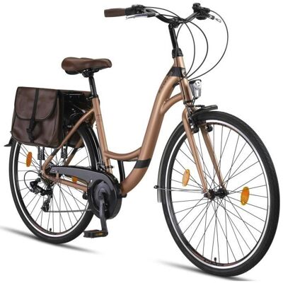 LICORNE Vélo de ville pour femme - MARQUE - 26-28 pouces - Cadre en aluminium - 21 vitesses - Sans suspension Marron - Publicité LICORNE Vélo de ville pour femme - MARQUE - 26-28 pouces - Cadre en aluminium - 21 vitesses - Sans suspension Marron - Publicité