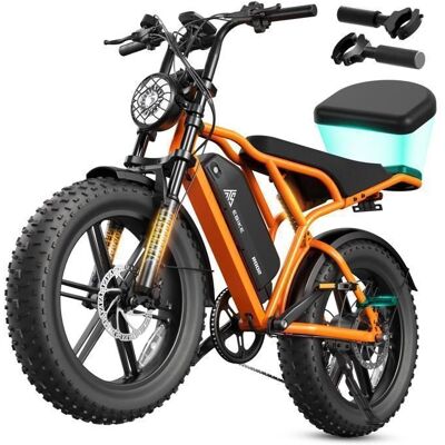 Vélo Électrique Tout Terrain 20–Fatbike 750W–Pneus Larges 4.0–Batterie Amovible 48V15Ah–Autonomie 100 km – Tout Suspendu TST Orange Orange - Publicité Vélo Électrique Tout Terrain 20–Fatbike 750W–Pneus Larges 4.0–Batterie Amovible 48V15Ah–Autonomie 100 km – Tout Suspendu TST Orange Orange - Publicité
