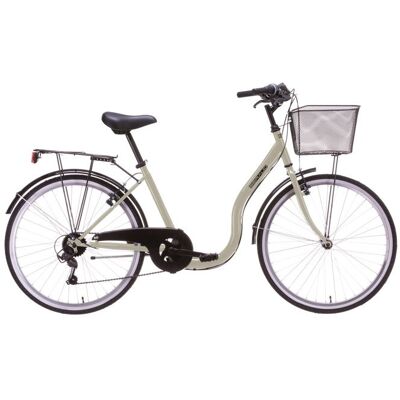 BERAUD Vélo Ville 26 City - 6 Vitesses - poignée tournante - dérailleur Shimano T21 - cadre emjambement bas - équipement City complet Beige - Publicité BERAUD Vélo Ville 26 City - 6 Vitesses - poignée tournante - dérailleur Shimano T21 - cadre emjambement bas - équipement City complet Beige - Publicité