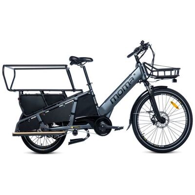 Moma Bikes - Longtail Electrique - SHIMANO ALTUS 7vitesses - Bat.48V 13Ah - Autonomie max 90km -Freins Hydrauliques - Reconditionné Gris - Publicité Moma Bikes - Longtail Electrique - SHIMANO ALTUS 7vitesses - Bat.48V 13Ah - Autonomie max 90km -Freins Hydrauliques - Reconditionné Gris - Publicité