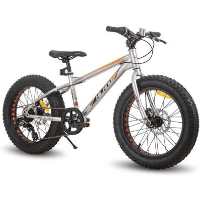 Vélo VTT FAT 20 HILAND BIKES en Aluminium avec SHIMANO 7 Vitesses et Freins à Disques - Silver Gris - Publicité Vélo VTT FAT 20 HILAND BIKES en Aluminium avec SHIMANO 7 Vitesses et Freins à Disques - Silver Gris - Publicité