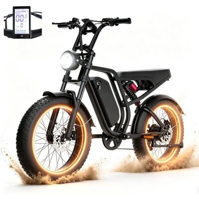 Vélo Électrique Adulte Tout-Terrain 20 750W Batterie 52V 20Ah Amovible 7 Vitesses AAIRSK SU8 Fatbike 40KM-50KM PAS Noir - Publicité Vélo Électrique Adulte Tout-Terrain 20 750W Batterie 52V 20Ah Amovible 7 Vitesses AAIRSK SU8 Fatbike 40KM-50KM PAS Noir - Publicité