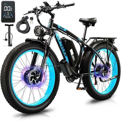 KETELES K800-2000W vélo électrique à double moteur avant et arrière-21 vitesses-batterie Samsung 23AH-pneus tout-terrain 26*4-bleu Bleu - Publicité KETELES K800-2000W vélo électrique à double moteur avant et arrière-21 vitesses-batterie Samsung 23AH-pneus tout-terrain 26*4-bleu Bleu - Publicité