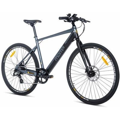 Moma Bikes - Vélo de Ville Electrique 28 - Batterie 36V 10Ah - Autonomie Max 70km - 8 Vitesses - Freins Hydrauliques Gris - Publicité Moma Bikes - Vélo de Ville Electrique 28 - Batterie 36V 10Ah - Autonomie Max 70km - 8 Vitesses - Freins Hydrauliques Gris - Publicité