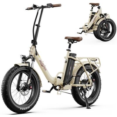 Vélo électrique pliable - ONESPORT OT16 Max - Moteur 500W - Batterie 48V 18Ah - Pneus 20x4.0 Beige - Publicité Vélo électrique pliable - ONESPORT OT16 Max - Moteur 500W - Batterie 48V 18Ah - Pneus 20x4.0 Beige - Publicité