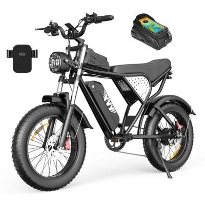 Vélo électrique YVY C20 pneus larges 20 pouces moteur 1000 W batterie 48 V 20 Ah Freins hydrauliques - 50 km/h Noir - Publicité Vélo électrique YVY C20 pneus larges 20 pouces moteur 1000 W batterie 48 V 20 Ah Freins hydrauliques - 50 km/h Noir - Publicité
