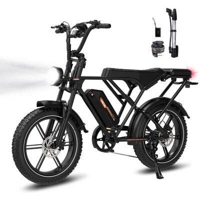 RCB G19 Vélo Électrique Fat Bike 20 1365W Peak 48V 225Ah 130 km 75Nm Capteur de Couple APP NFC Noir Noir - Publicité RCB G19 Vélo Électrique Fat Bike 20 1365W Peak 48V 225Ah 130 km 75Nm Capteur de Couple APP NFC Noir Noir - Publicité