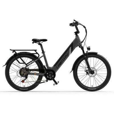 Vélo électrique de ville LANKELEISI ES500PRO batterie 48 V 145 Ah 24 po Gris Gris - Publicité Vélo électrique de ville LANKELEISI ES500PRO batterie 48 V 145 Ah 24 po Gris Gris - Publicité