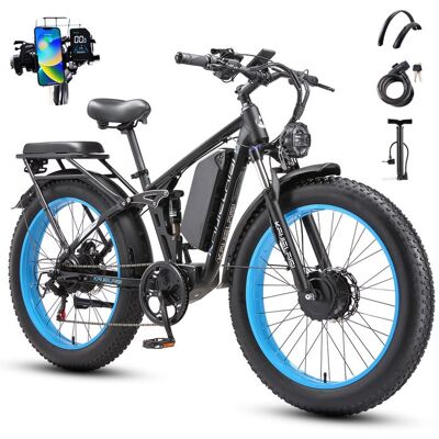 KAIJIELAISI V3 PRO - 26 Vélo électrique - Moteur 6000W - Batterie 52V 26Ah 55KM/H - Shimano 7 vitesses - Autonomie 100km - Blue Bleu - Publicité KAIJIELAISI V3 PRO - 26 Vélo électrique - Moteur 6000W - Batterie 52V 26Ah 55KM/H - Shimano 7 vitesses - Autonomie 100km - Blue Bleu - Publicité