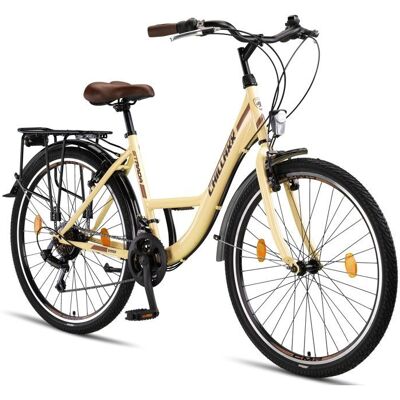 Citybike - CHILLAXX Strada - 26 pouces 21 vitesses - Beige - V-Bremse Beige - Publicité Citybike - CHILLAXX Strada - 26 pouces 21 vitesses - Beige - V-Bremse Beige - Publicité