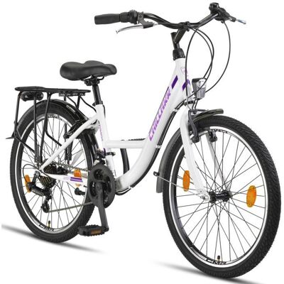 Citybike - CHILLAXX Strada - 24 pouces 21 vitesses - Blanc-violet - V-Bremse - Publicité Citybike - CHILLAXX Strada - 24 pouces 21 vitesses - Blanc-violet - V-Bremse - Publicité