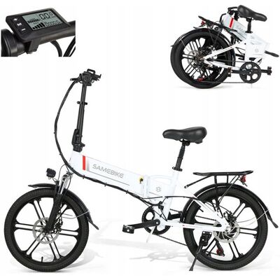 Vélo électrique - Samebike - 20LVXD30-II - 350W - 20 pouces - Pliable - 80 km dautonomie Blanc - Publicité Vélo électrique - Samebike - 20LVXD30-II - 350W - 20 pouces - Pliable - 80 km dautonomie Blanc - Publicité