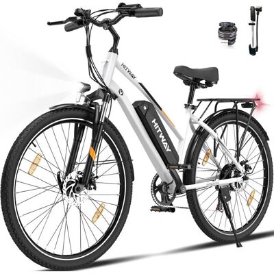 Vélo électrique VAE - HITWAY - Blanc - 28- Batterie Amovible 250W 36V 13Ah - Shimano 7 Vitesses - VTT Électrique Blanc - Publicité Vélo électrique VAE - HITWAY - Blanc - 28- Batterie Amovible 250W 36V 13Ah - Shimano 7 Vitesses - VTT Électrique Blanc - Publicité