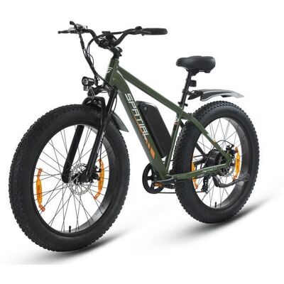 Vélo électrique VTT SPATIAL 26*4 Vert-Moteur 1000W - Batterie Lithium Amovible 48V13Ah - Shimano 7 Vitesses - Pédalage Assisté Vert - Publicité Vélo électrique VTT SPATIAL 26*4 Vert-Moteur 1000W - Batterie Lithium Amovible 48V13Ah - Shimano 7 Vitesses - Pédalage Assisté Vert - Publicité