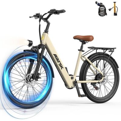 AAIRSK SU7 Vélo Électrique Adulte 24 Pouces- 36V10Ah (Batterie non amovible)-250W-Autonomie 30-40km-Shimano 7 vitesses --Beige Marron - Publicité AAIRSK SU7 Vélo Électrique Adulte 24 Pouces- 36V10Ah (Batterie non amovible)-250W-Autonomie 30-40km-Shimano 7 vitesses --Beige Marron - Publicité