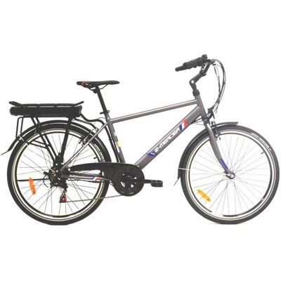 Vélo de ville électrique 26 - MERCIER - 6 Vitesses - Autonomie 65 km - Cadre acier - Gris - Homme Gris - Publicité Vélo de ville électrique 26 - MERCIER - 6 Vitesses - Autonomie 65 km - Cadre acier - Gris - Homme Gris - Publicité